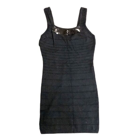 Romeo & Juliet Couture Black Sequined Sleeveless Bodycon Cocktail Dress Sz L - Picture 1 of 14
